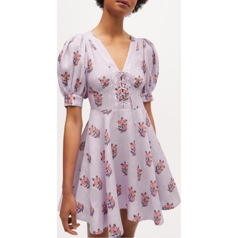 Floral Purple puff sleeve Dress